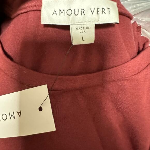 NWT Amour Vert Red Short Sleeve Organic Cotton Maxi Wrap Dress Size Large - Picture 5 of 5